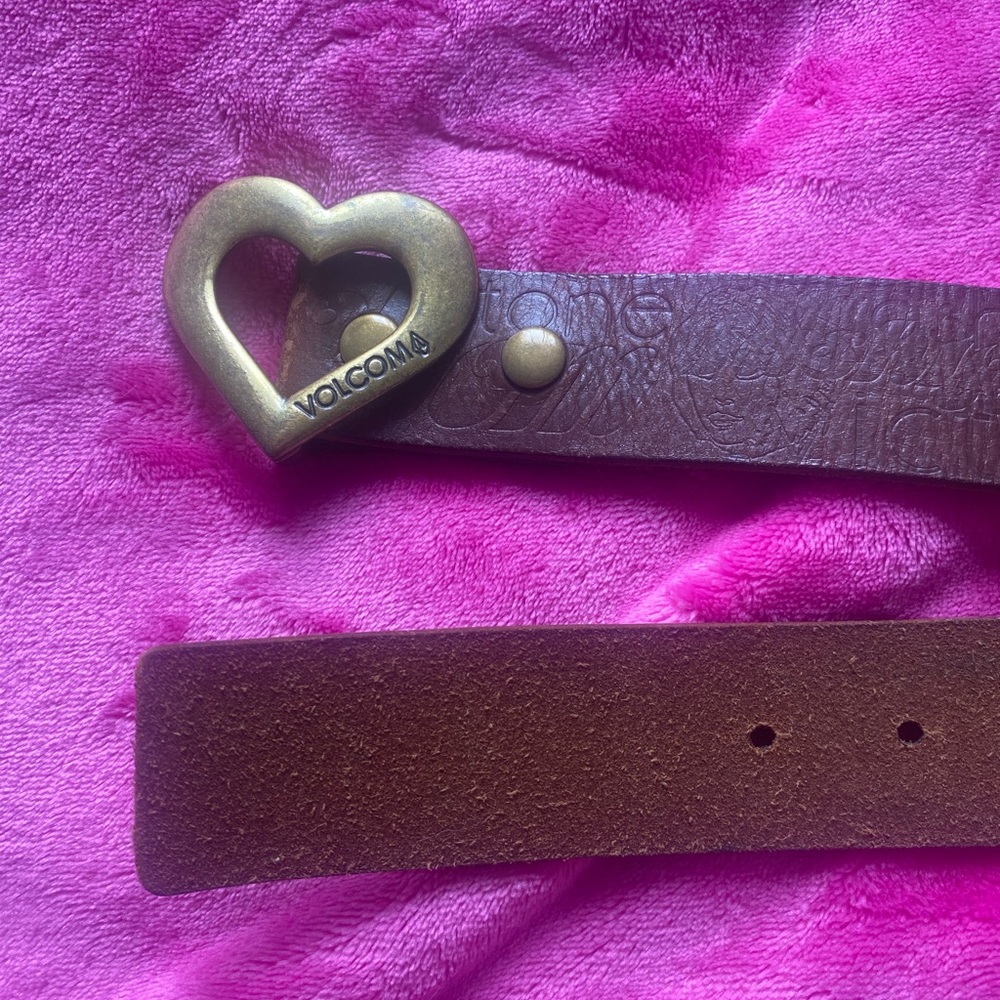 Volcom Brown Belt with Gold Heart Buckle